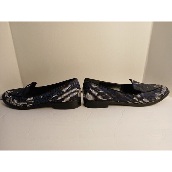 Sole Society 7.5 Winslow Navy Stripe Floral Jacquard Embroidery Loafer Pointed - Picture 6 of 16